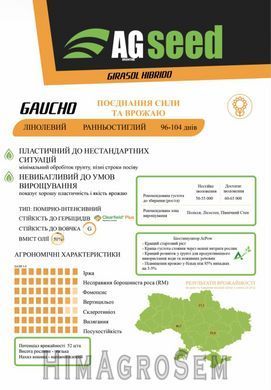 Насіння соняшника AGseed Гаучо (Clearfield), Clearfield (Євролайтінг), Екстра, 2025