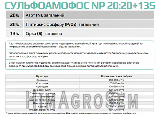 Сульфоамофос NP 20:20 +13 S, 1 т